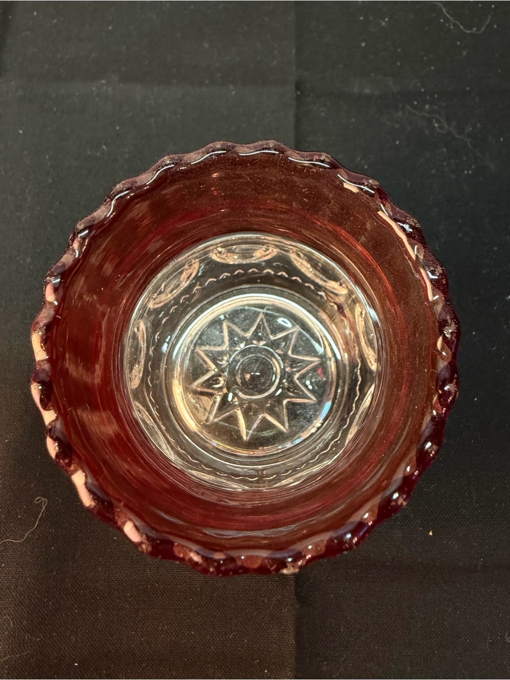 Antique U.S. Glass Jewel Lacy Medallion Ruby Stained EAPG Toothpick Holder - Picture 3 of 8